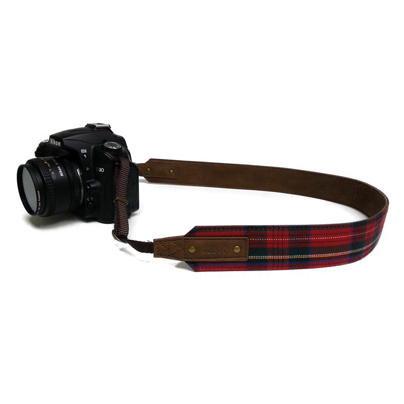 Customized gift British style red plaid camera strap (thick) Gift exchange - Cameras - Other Materials Red