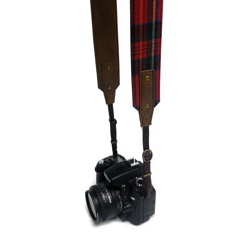 Customized gift British style red plaid camera strap (thick) Gift exchange - Cameras - Other Materials Red